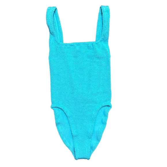 Hunza G One Piece Swimsuit | NWT | One Size | Stretch Crinkle | Turquoise - Picture 2 of 8